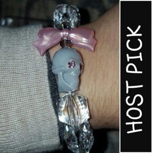 Tarina Tarantino Cute Skull & Pink Beads Bracelet